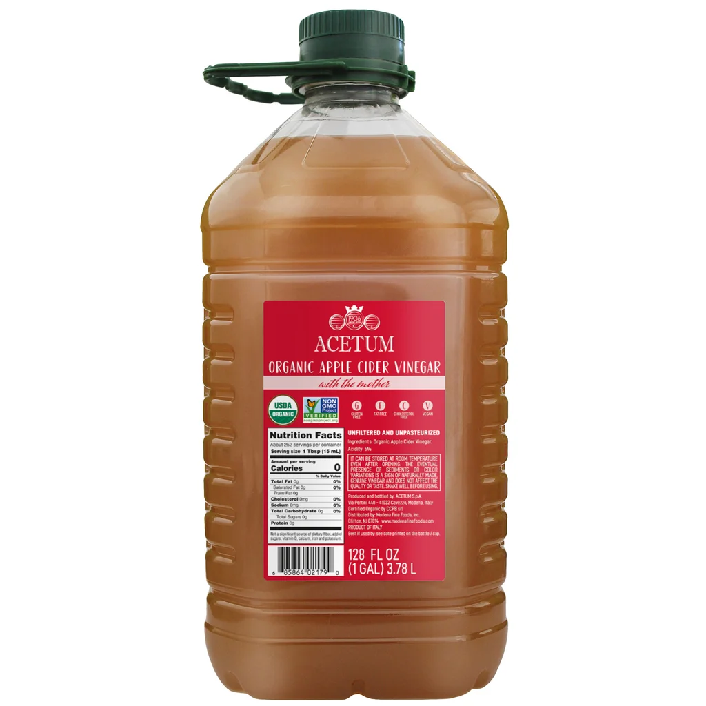 Acetum Vinagre de sidra de manzana orgánico con la madre, 128 fl. oz. | importado de USA
