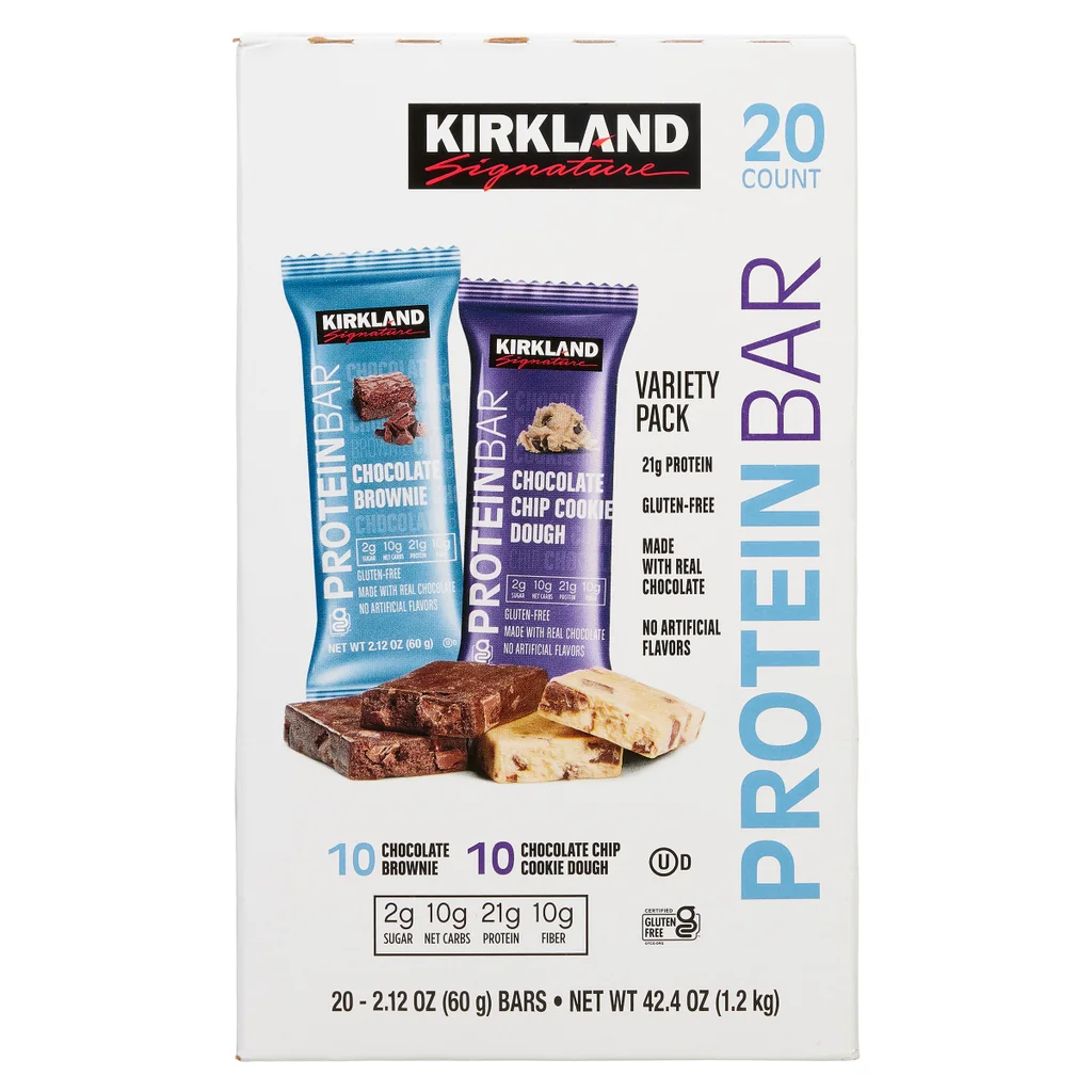 Barra de proteínas Kirkland Signature, paquete variado, 2.12 oz, 20 unidades | importado de USA