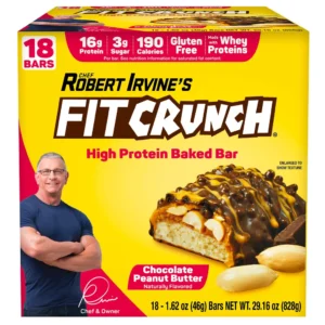 Barras de proteínas FITCRUNCH, 16 g de proteína, mantequilla de chocolate y maní, 1,62 oz, 18 unidades | importado de USA