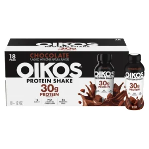 Batido de proteína de chocolate Oikos de 30 g, 12 onzas líquidas, paquete de 18 | importado de USA