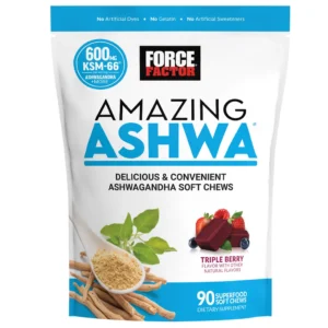 Factor de fuerza Increíble Ashwa Triple BerryFlavor, 90 masticables suaves