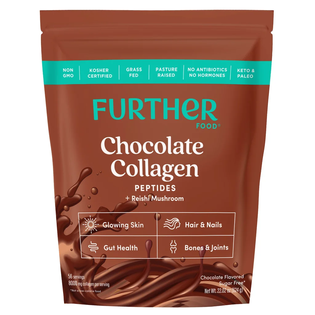 Further Food Grass-Fed Collagen Peptides Powder Plus Mushroom, Chocolate, 56 Servings