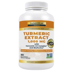 Nature’s Lab Turmeric Extract 1000mg with Curcumin C3 Complex & BioPerine, 180 Vegetarian Capsules