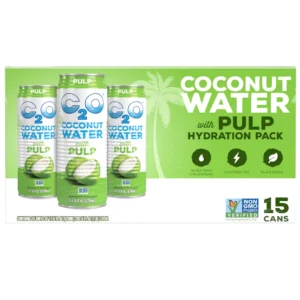 Paquete de hidratación de agua de coco C2O con pulpa, original, 17,5 onzas líquidas, 15 unidades