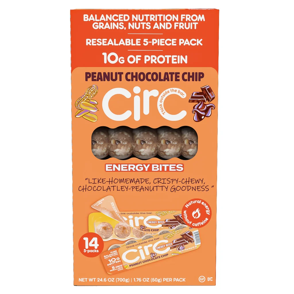 Picaduras de Circ Energy, chispas de chocolate con maní, 1,76 oz, 14 unidades | importado de USA