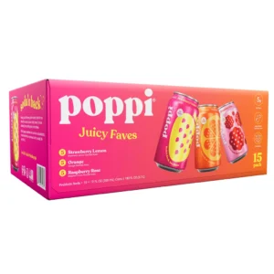 Poppi Soda, paquete variado Juicy Faves, 12 onzas líquidas, 15 unidades