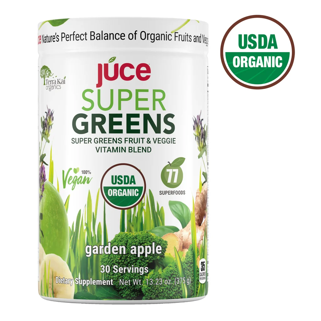 Terra Kai Juce orgánico en polvo de frutas y verduras súper verdes del USDA, 13,23 onzas