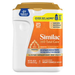 Similac 360 Total Care Sensitive with 5 HMO’s, Non-GMO Infant Formula Powder, 40 oz