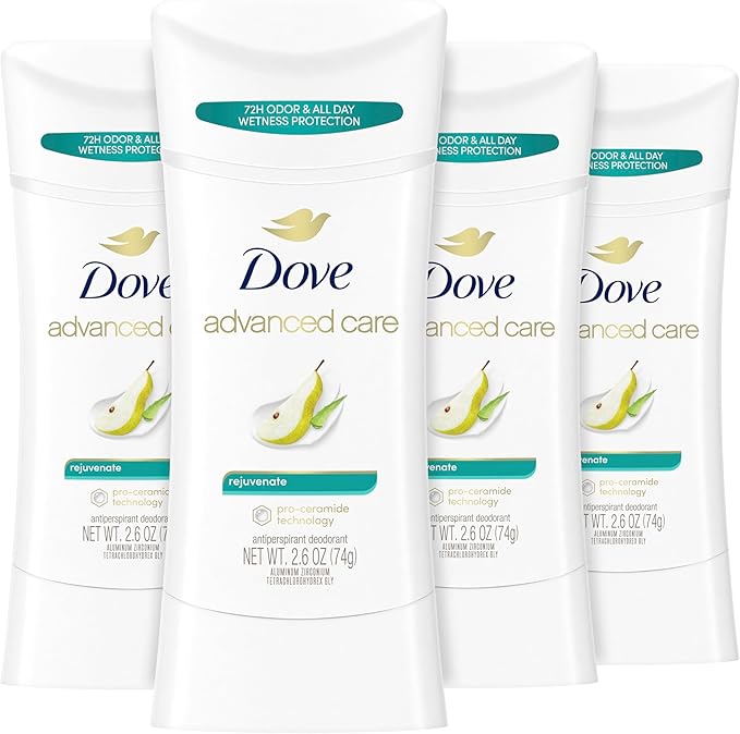 Dove Advanced Care - Desodorante antitranspirante en barra rejuvenecedor, 4 unidades