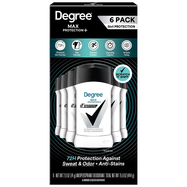 Degree Men Max Protection+ Antiperspirant Deodorant, 2.6oz, 6-pack