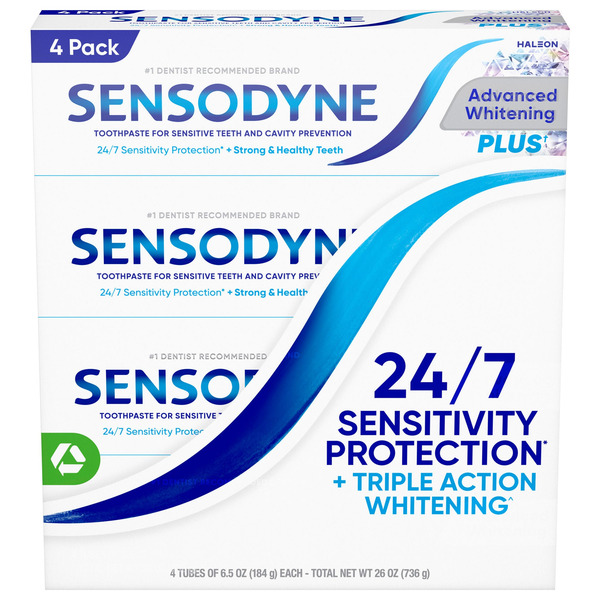 Sensodyne Advanced Whitening Toothpaste, 6.5 oz, 4-pack